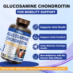 Glucosamine Chondroitin MSM & Turmeric – Cartilage, Joint Health & Flexibility | Non-GMO, Gluten-Free | 180 Capsules