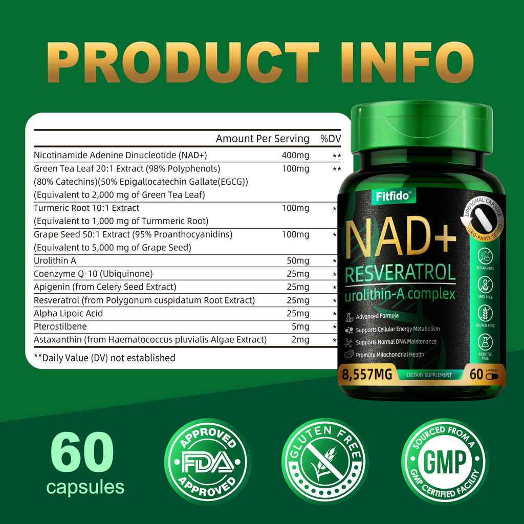 Liposomal NAD+ Complex 300mg – With Urolithin-A & CoQ10 | Cellular Energy & DNA Support | 60 Capsules
