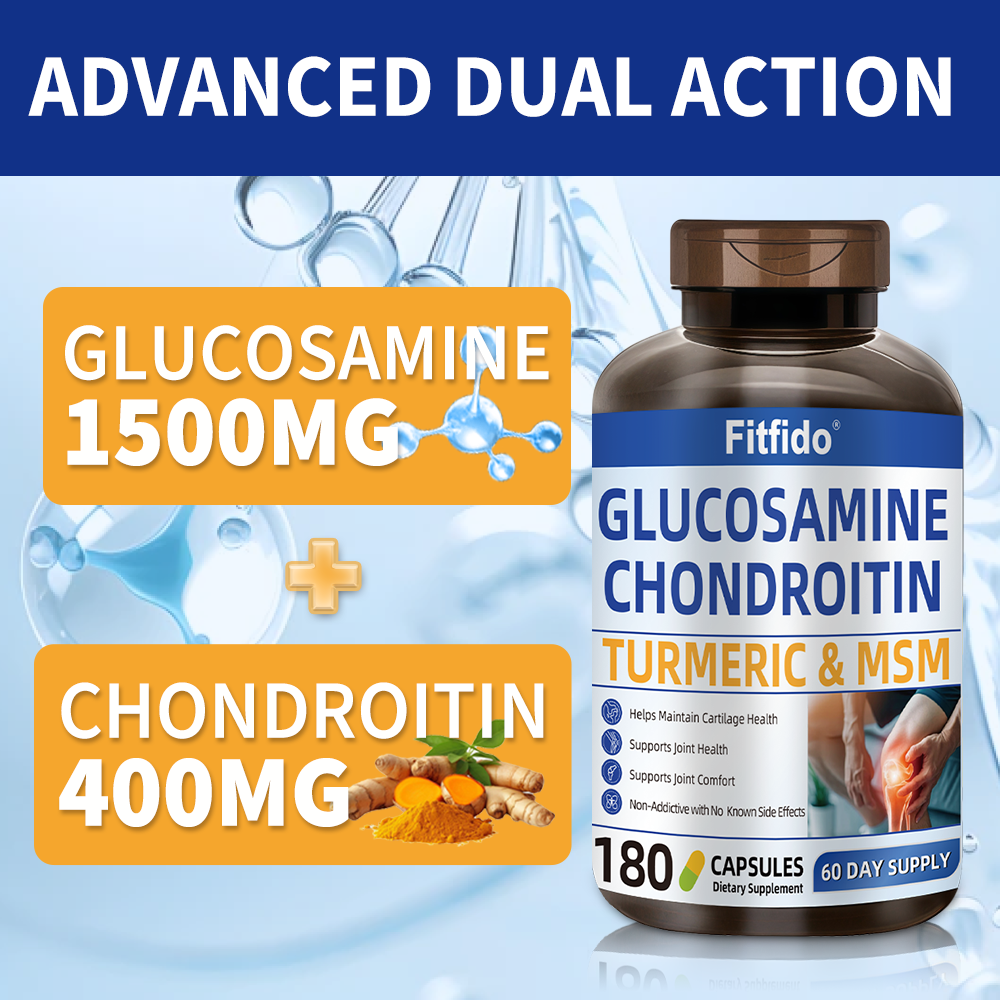 Glucosamine Chondroitin MSM & Turmeric – Cartilage, Joint Health & Flexibility | Non-GMO, Gluten-Free | 180 Capsules