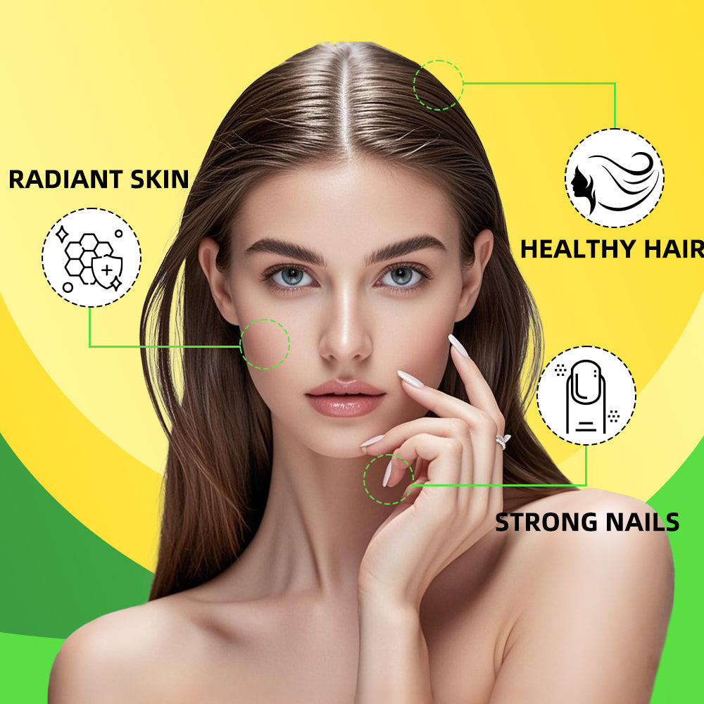 Collagen Gummies – Multi-Collagen Peptides, Vitamin C, Zinc & Biotin | Thick Hair, Strong Nails & Healthy Skin | Sugar-Free & Vegan | Lemon | 60 Count