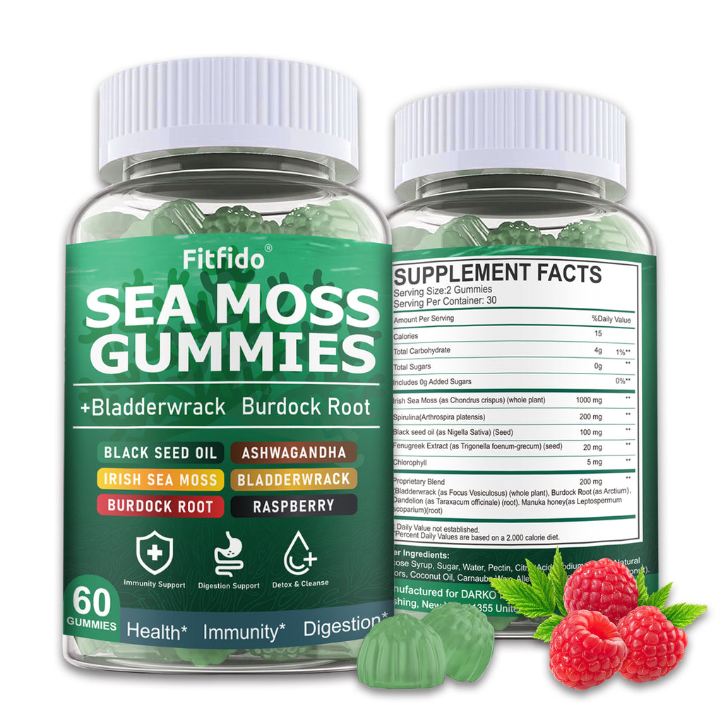Irish Sea Moss 3000mg Gummies – with Manuka Honey | Immune, Thyroid & Detox Support | Sugar-Free & Vegan | 60 Count