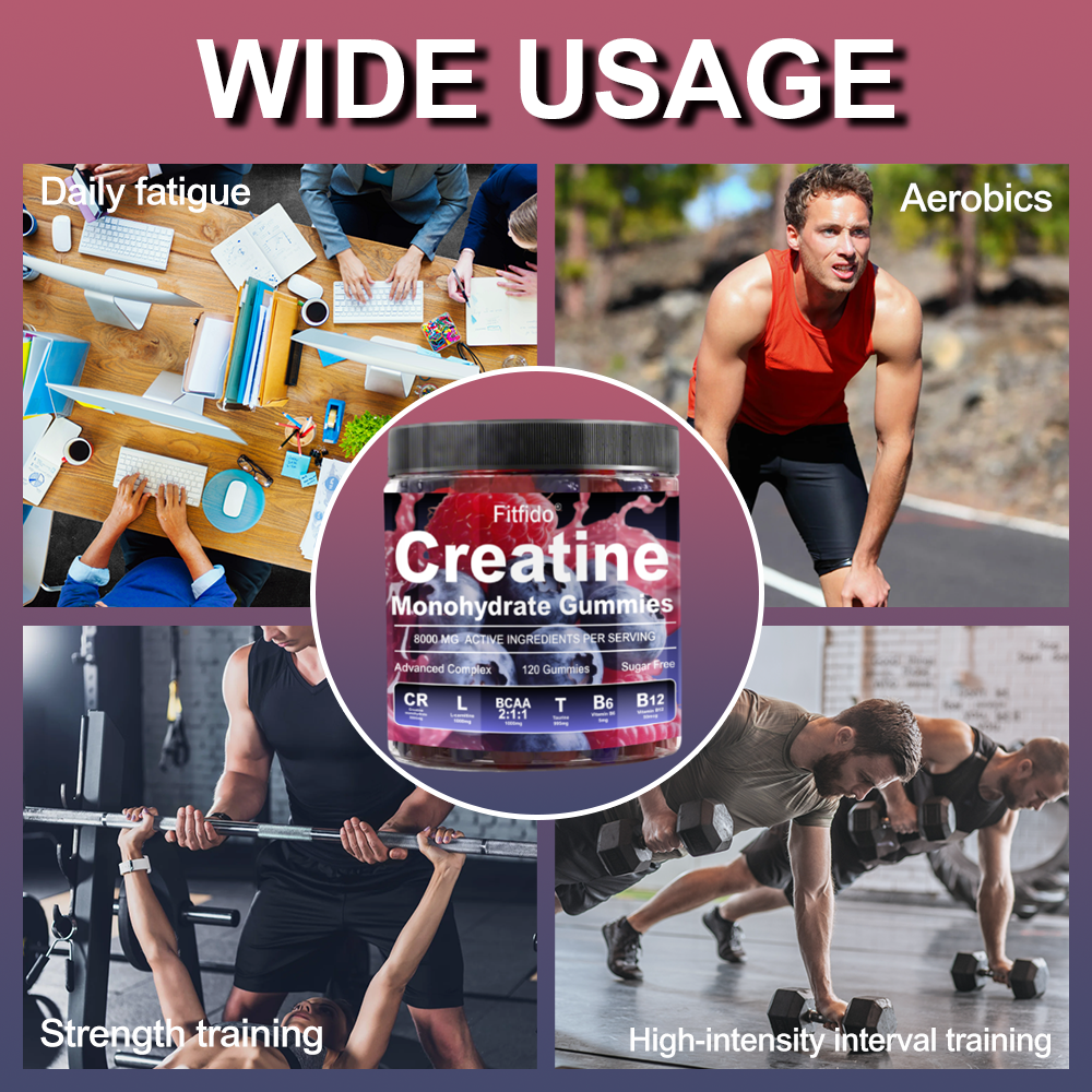 Creatine Monohydrate Gummies 8000mg – Build Muscle, Boost Energy, Faster Recovery | Sugar-Free & Vegan | Raspberry & Blackberry | 120 Count