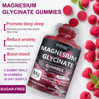 Magnesium Glycinate Gummies – 400mg | Sugar-Free | Vegan | Raspberry (60 Count)