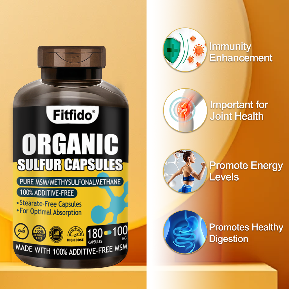 MSM 1000mg – Organic Sulfur | Joint Health, Skin, Hair & Nails | Non-GMO, Gluten-Free | 180 Capsules