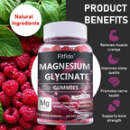 Magnesium Glycinate Gummies – 400mg | Sugar-Free | Vegan | Raspberry (60 Count)