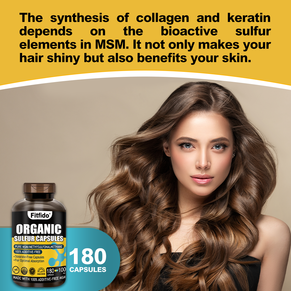 MSM 1000mg – Organic Sulfur | Joint Health, Skin, Hair & Nails | Non-GMO, Gluten-Free | 180 Capsules