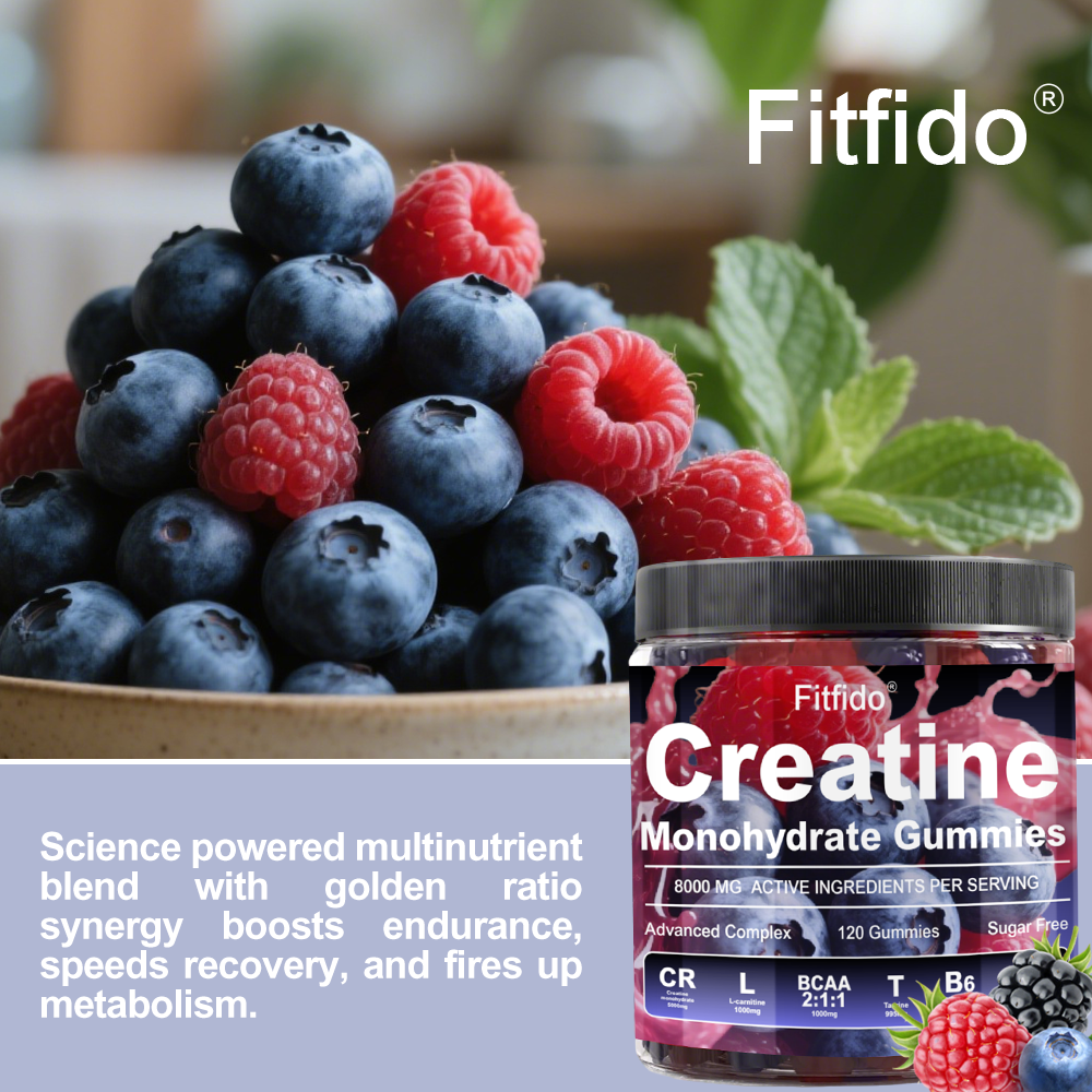 Creatine Monohydrate Gummies 8000mg – Build Muscle, Boost Energy, Faster Recovery | Sugar-Free & Vegan | Raspberry & Blackberry | 120 Count